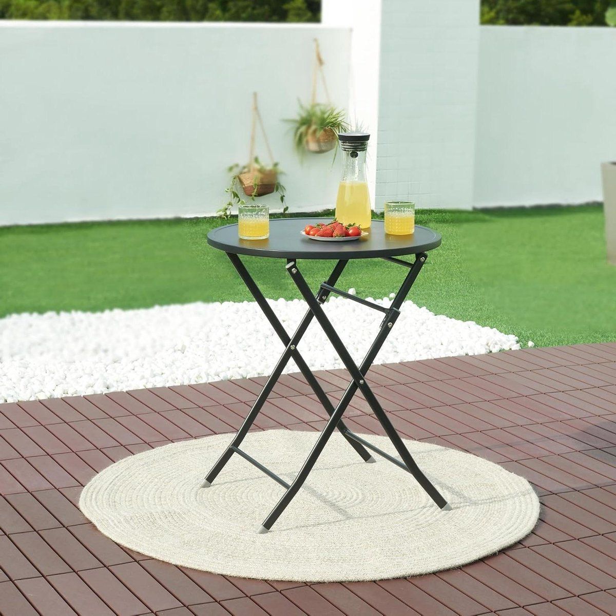 inklapbare tuintafel klaptafel ronde tafel buiten genieten
