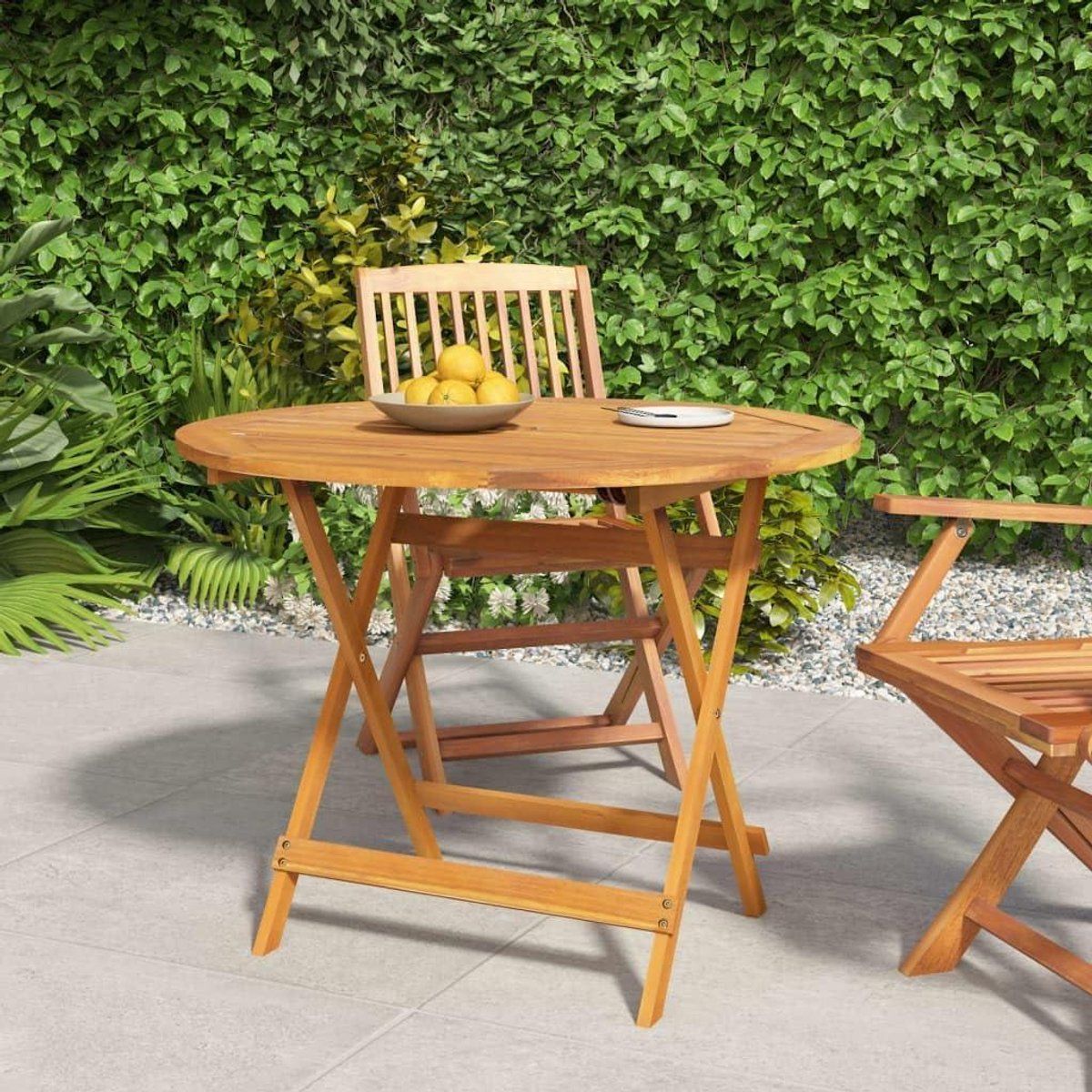 inklapbare tuintafel ronde klaptafel buiten dineren massief