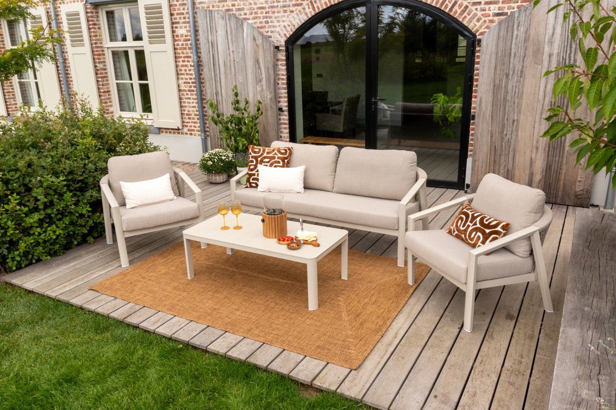ivola stoel bank loungeset (4 delig) rope/zand