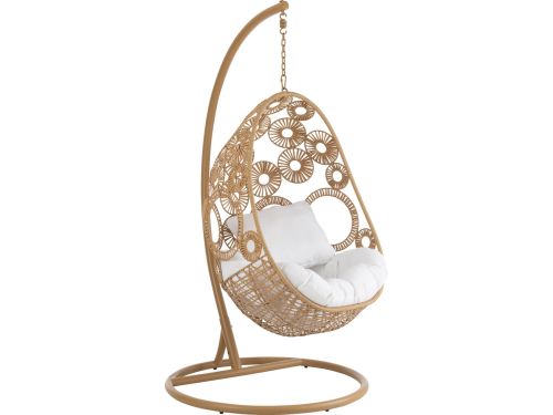J-Line hangstoel + kussens Bula - metaal/riet - beige