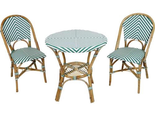 Jacqueline 3-delige Bistroset Groen/wit | Bistro Set 2 stoelen en