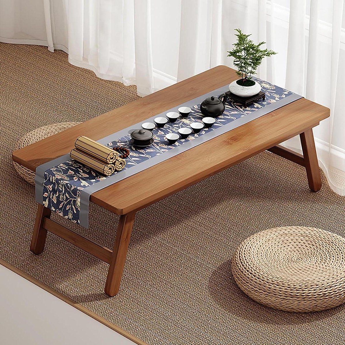 japanse klaptafel lage bamboe tafel koffie en thee