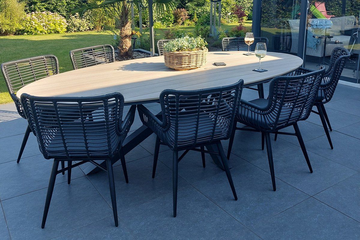 jasmine black/gi edison 8 persoons dining tuinset 280×140 cm.