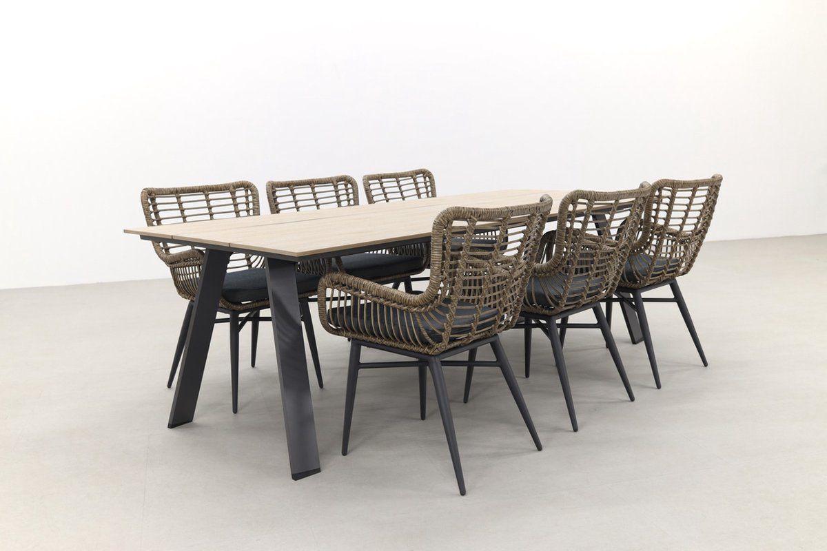 jasmine naturel/gi nevada 6 persoons dining tuinset 240×100 cm.