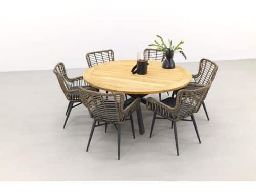 Jasmine Naturel/Taste Prado 6-persoons ronde dining tuinset Ø160 cm.