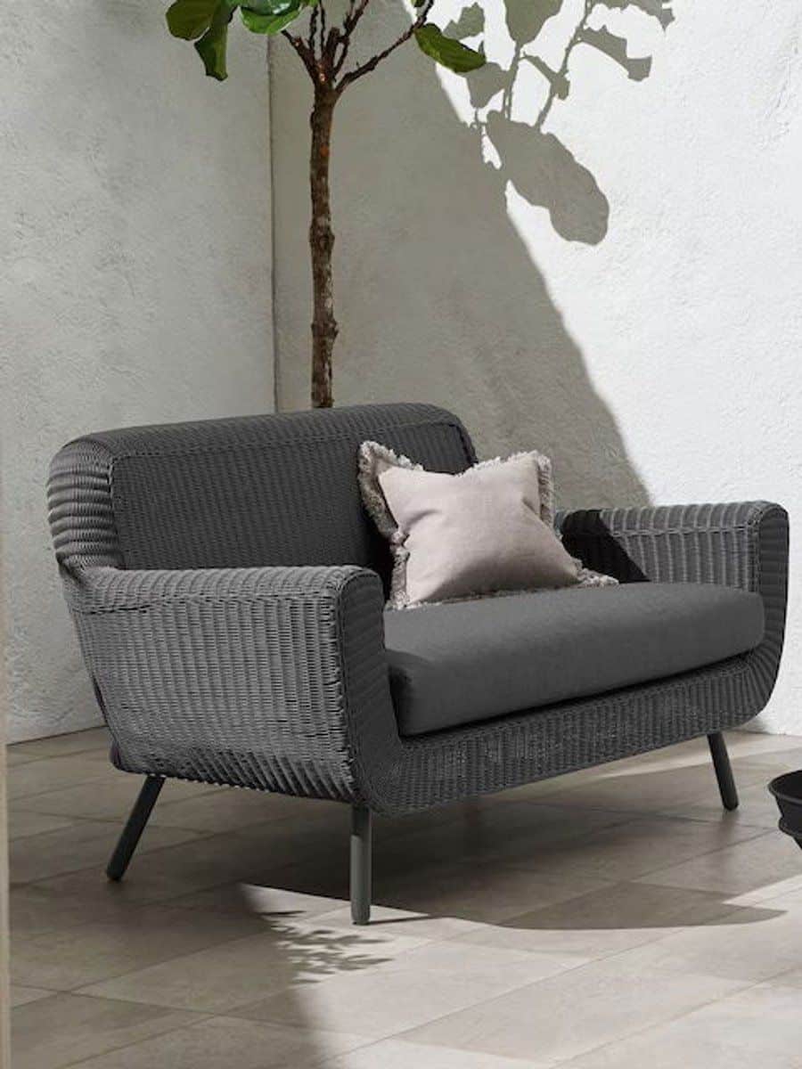 jonah sofa 2 seater dark grey steel/dark grey wicker eurofar