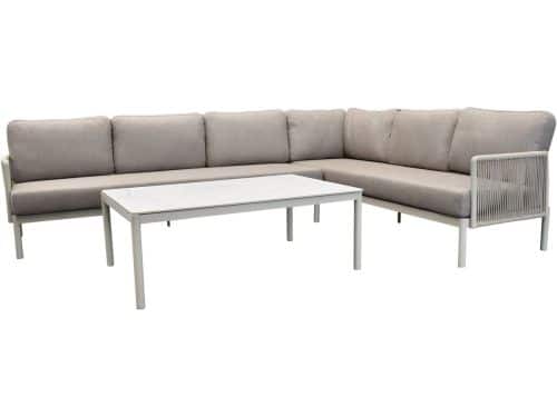 Joshua hoek loungeset 3 delig aluminium latte