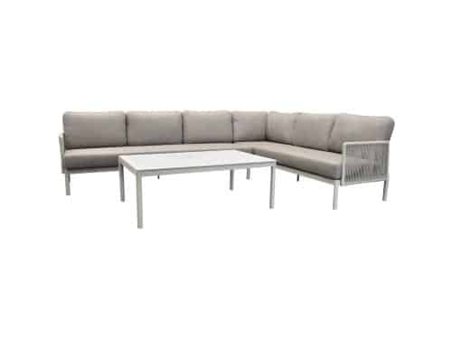 Joshua hoek loungeset 3 delig aluminium latte