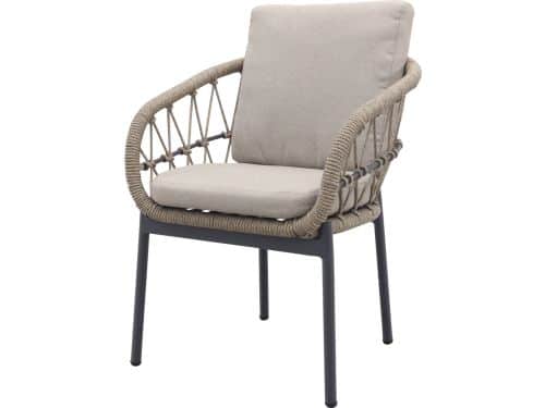 Julia naturel rope dining tuinstoel - Antraciet