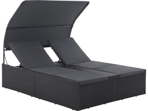 Juskys Polyrotan Loungebed / Ligbed Syros - Zwart - 2