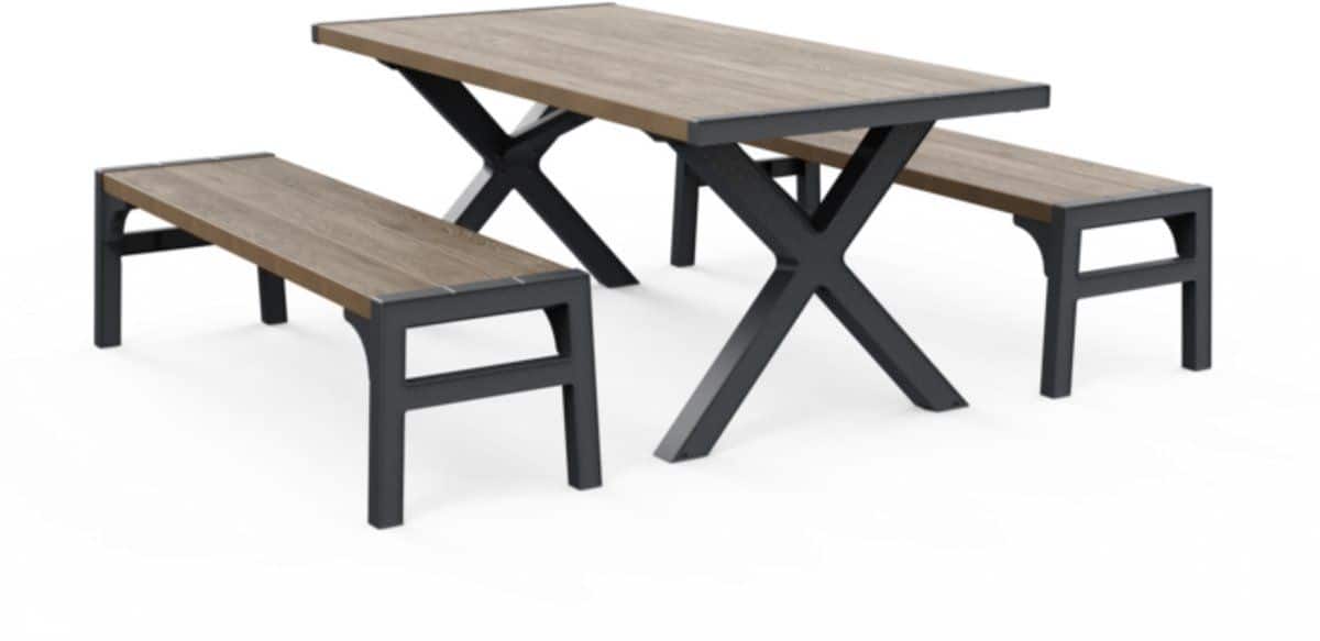 keter porto picknickset tafel met 2 banken ashwood