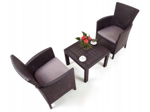 Keter - Tuinmeubel set, twee fauteuils, tafel, bruin-beige, Rosario Balkonset