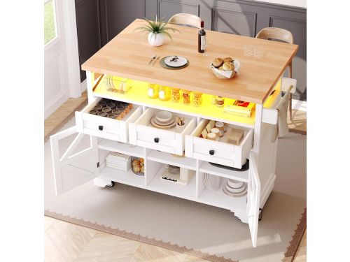 Keukentrolley met Klaptafel - Mobiel Keukeneiland Serveerwagen - Keuken Organiseren