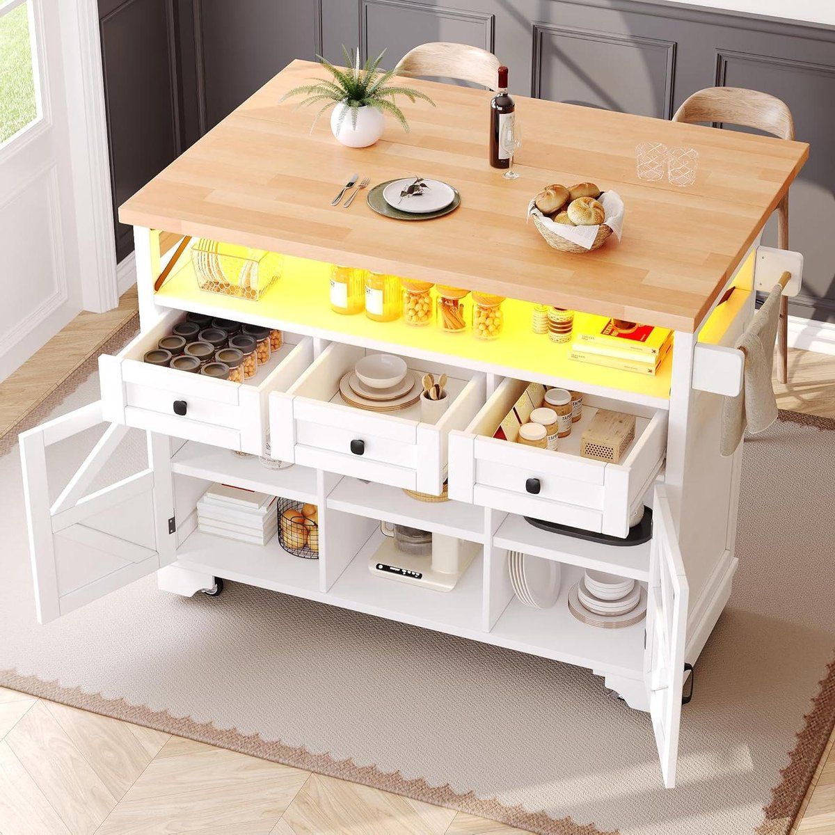 keukentrolley met klaptafel mobiel keukeneiland serveerwagen keuken organiseren