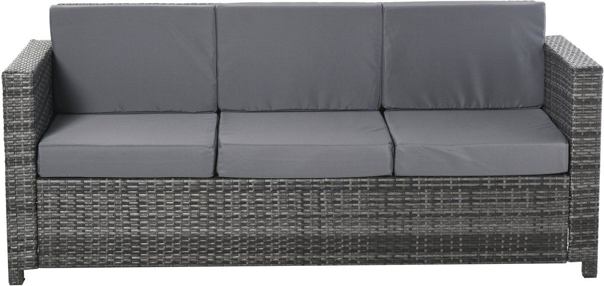 killogood poly rotan bank met kussens 3 zits tuin loungebank metaal