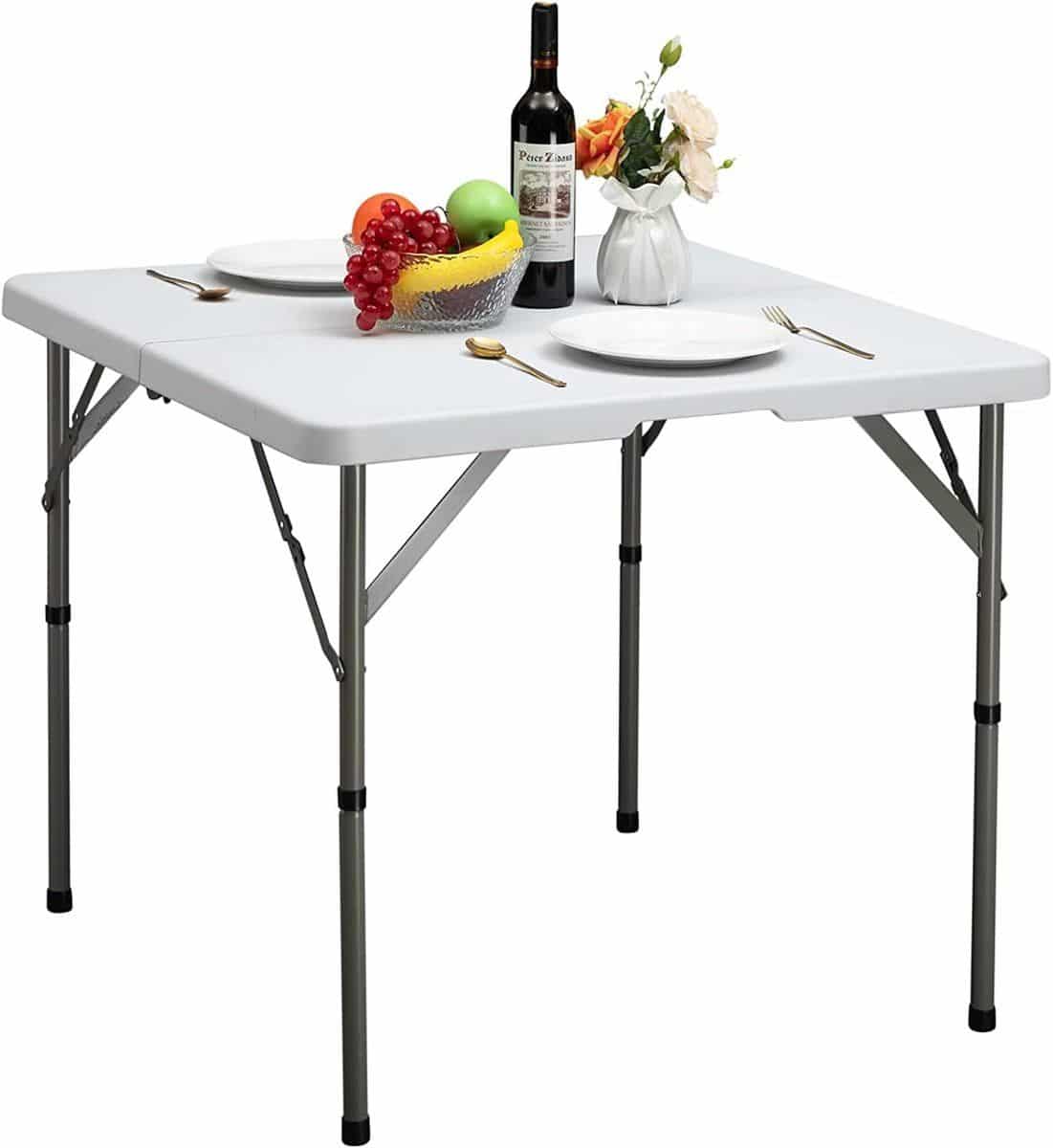 klaptafel 87 cm picknicktafel in hoogte verstelbaar vierkant