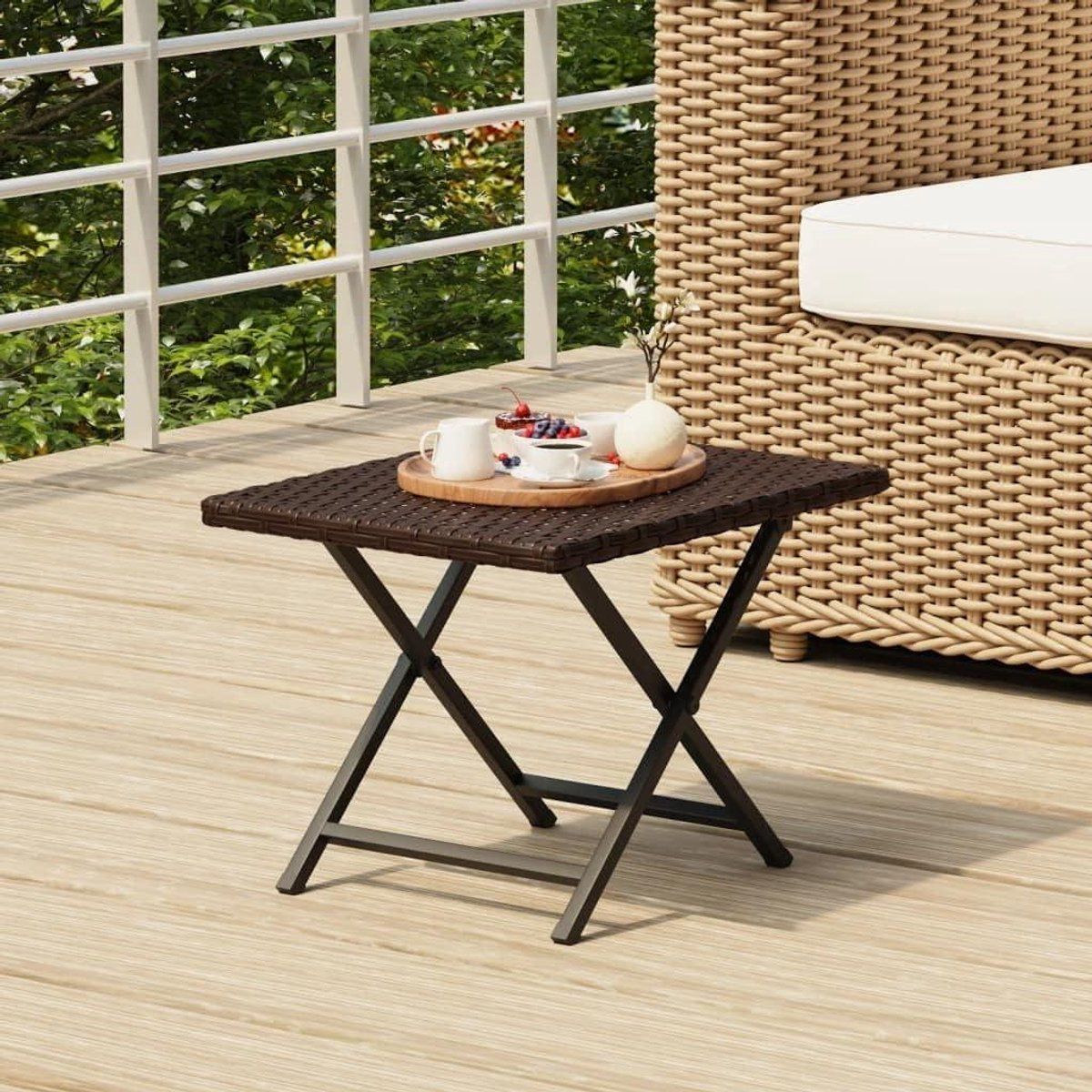 klaptafel balkontafel terrastafel buiten zitten weerbestendig polyrotan