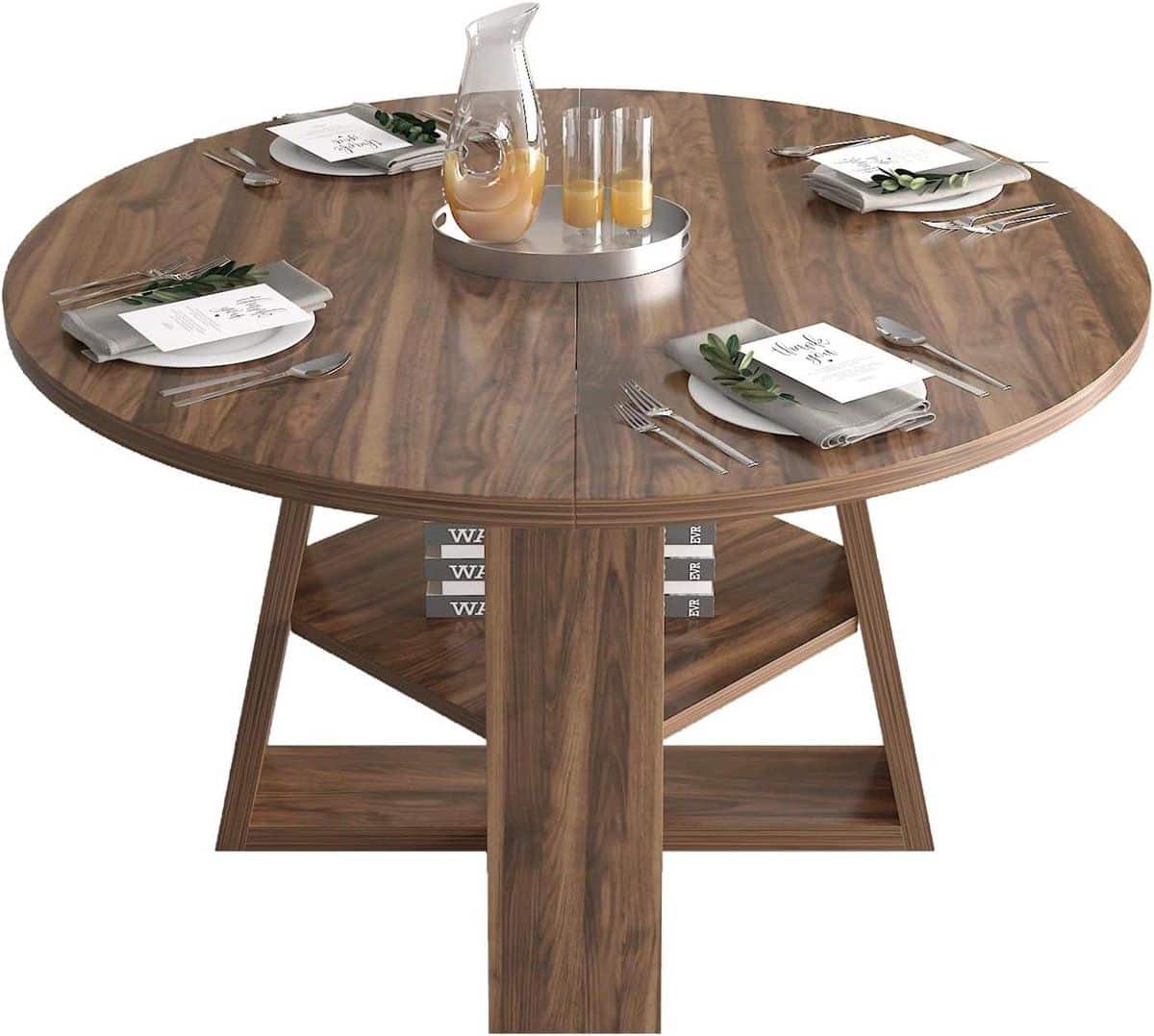 klaptafel hout rond eettafel uittrekbaar ruimte besparen