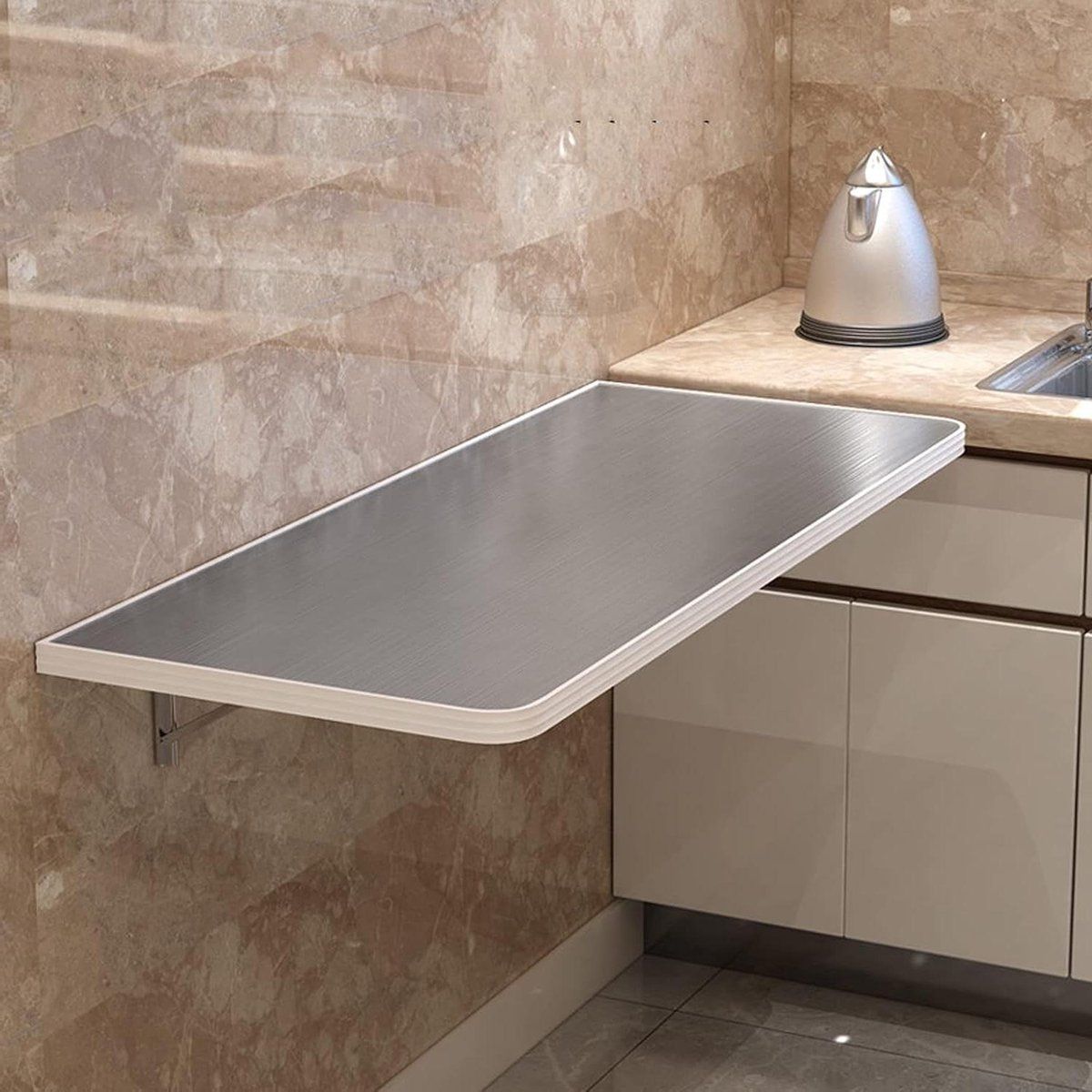 klaptafel opklapbare tafel muur ruimte besparen roestvrij