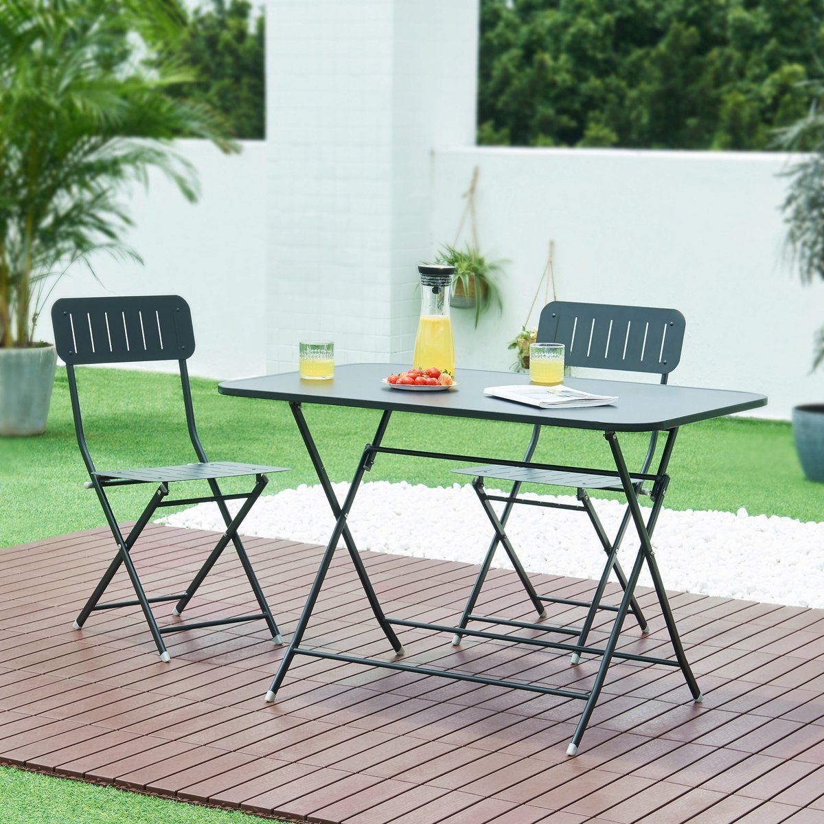 klaptafel sande tuintafel metaal vierkant 71x110x70 cm zwart [en.casa]