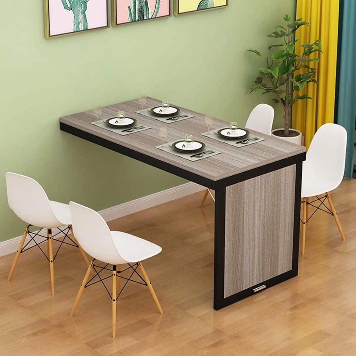 klaptafel wandbureau ruimtebesparing massief hout 80x40x75cm
