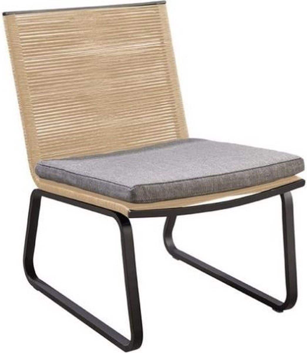 kome lounge stoel aluminium black rope natural soil yoi