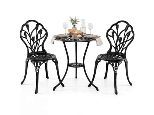 KOMFOTTEU 3-delige bistroset voor buiten, weerbestendige tafel en 2 stoelen