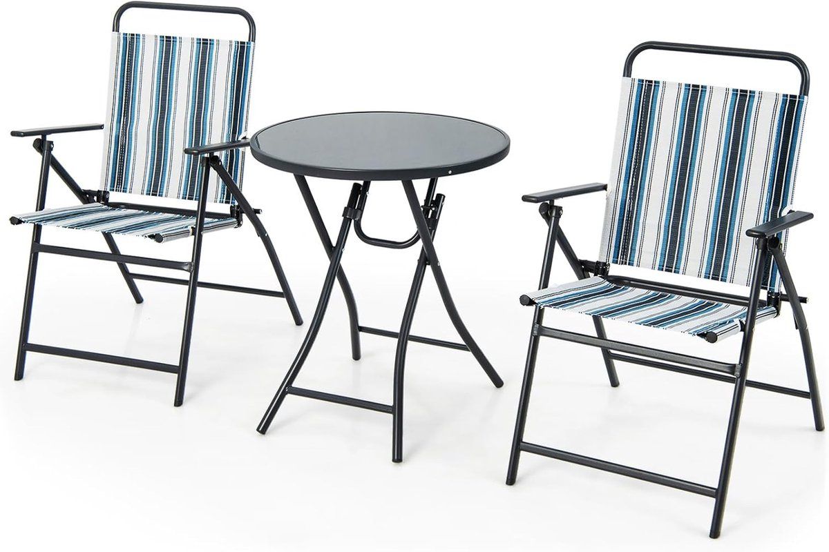 komfotteu 3 delige inklapbare balkonset, bistrotafel met 2 stoelen
