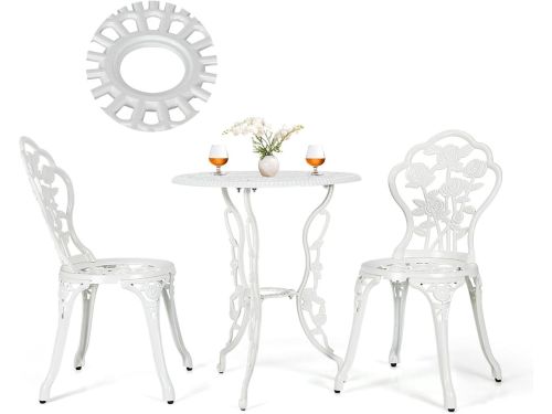 KOMFOTTEU 3-delige tuinmeubelset, tuintafel met 2 tuinstoelen, weerbestendige bistroset van