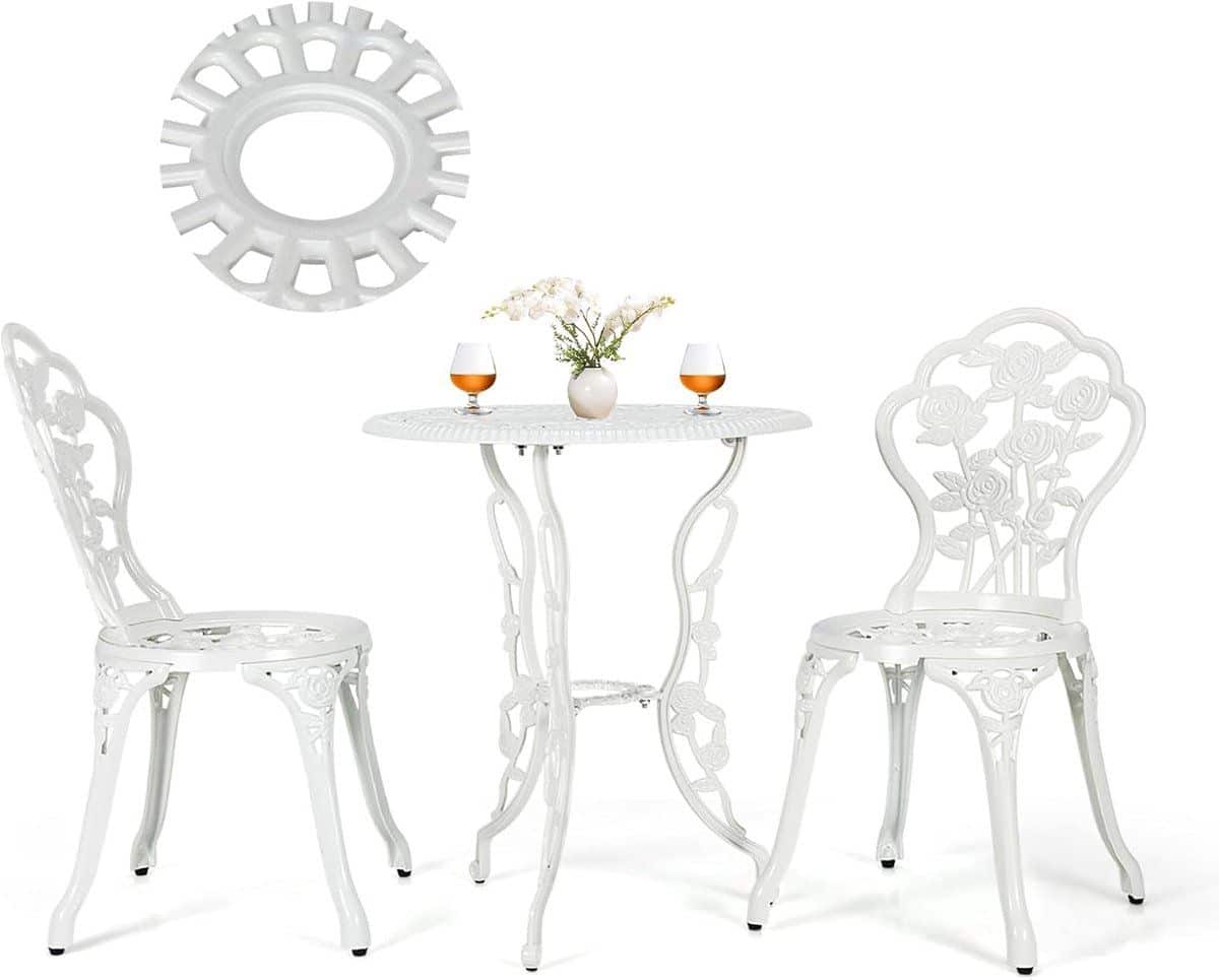 komfotteu 3 delige tuinmeubelset, tuintafel met 2 tuinstoelen, weerbestendige bistroset van