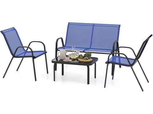 KOMFOTTEU 4-delige balkonset, tuinmeubelset voor 4 personen, tuingarnituur met 2