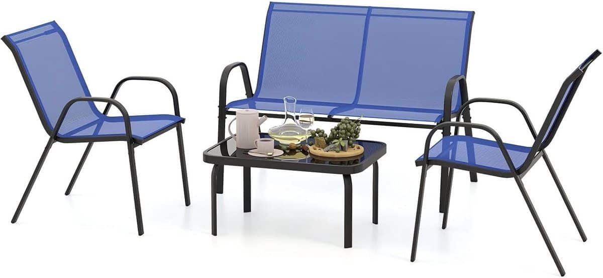 komfotteu 4 delige balkonset, tuinmeubelset voor 4 personen, tuingarnituur met 2