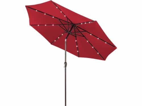 KOMFOTTEU Parasol 300cm - met led en zwengel - knikbaar