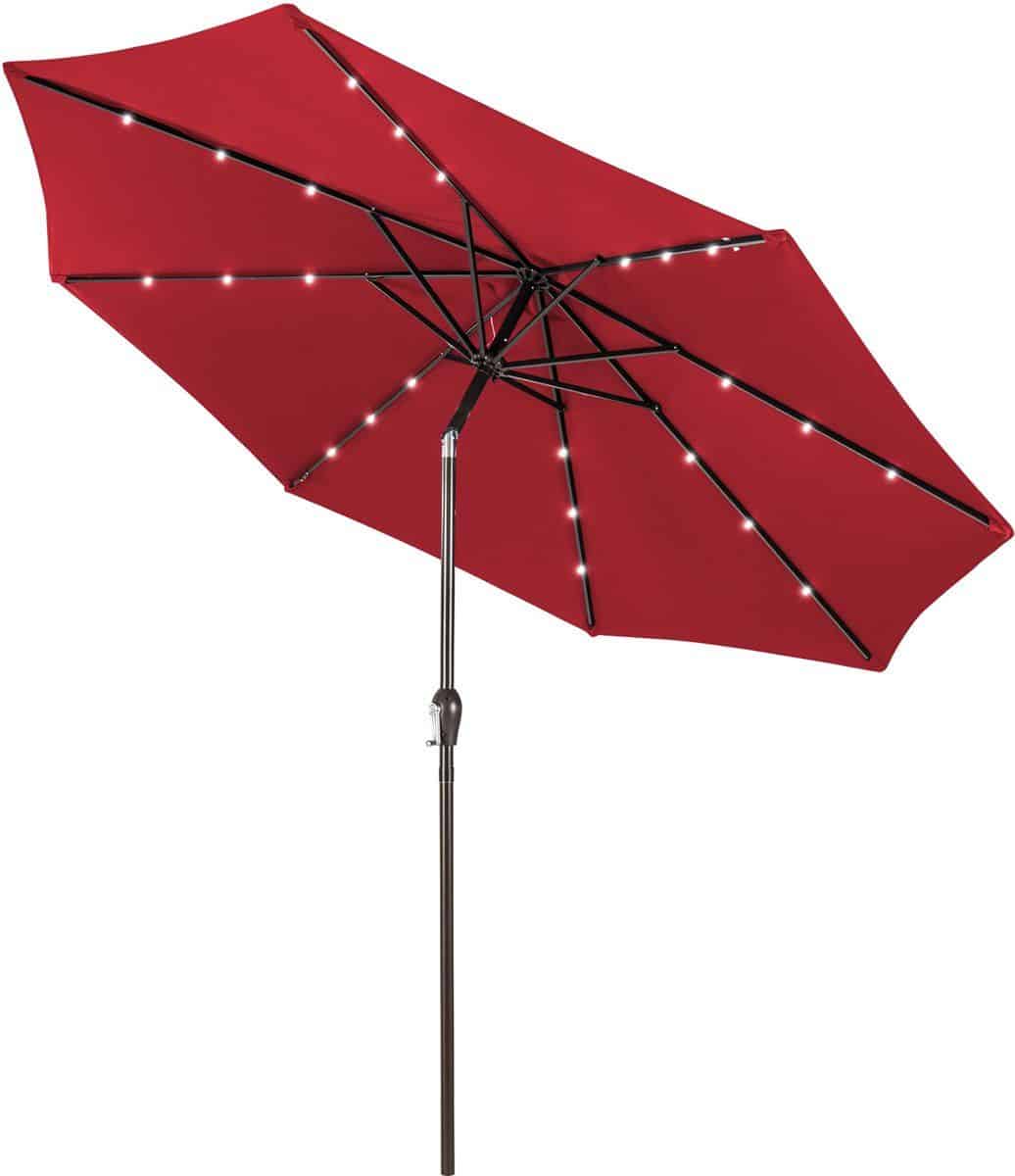 komfotteu parasol 300cm met led en zwengel knikbaar