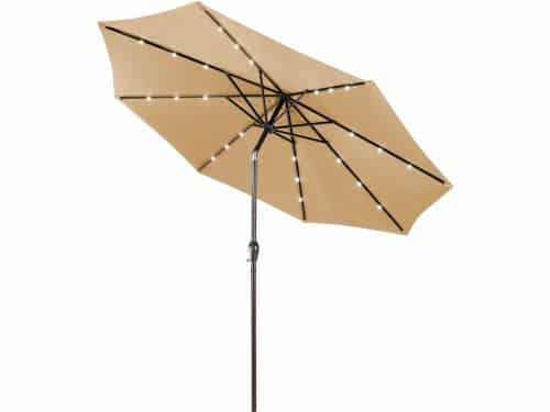 KOMFOTTEU Parasol 300cm - met led en zwengel - knikbaar