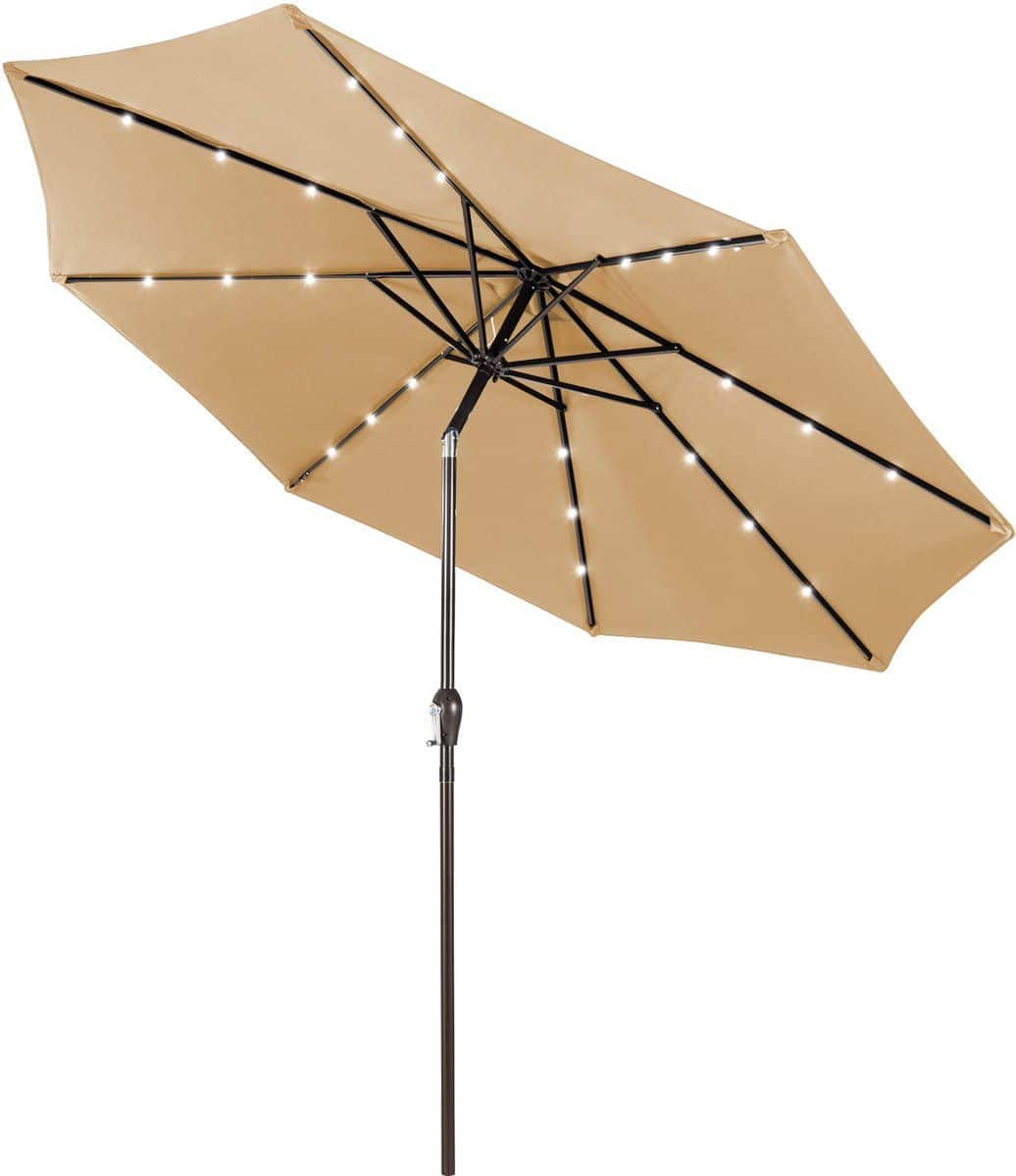 komfotteu parasol 300cm met led en zwengel knikbaar