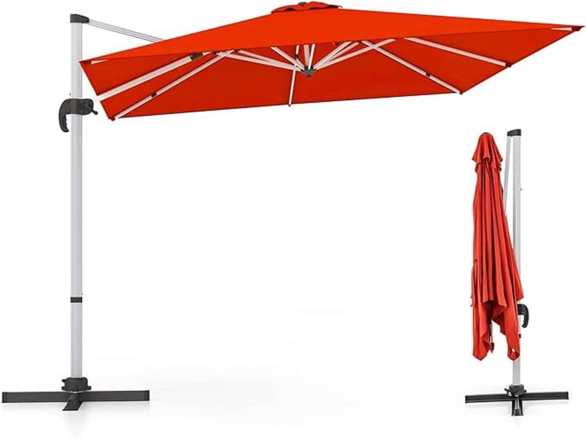 komfotteu parasol rechthoek 300 cm zweefparasol aluminium stang