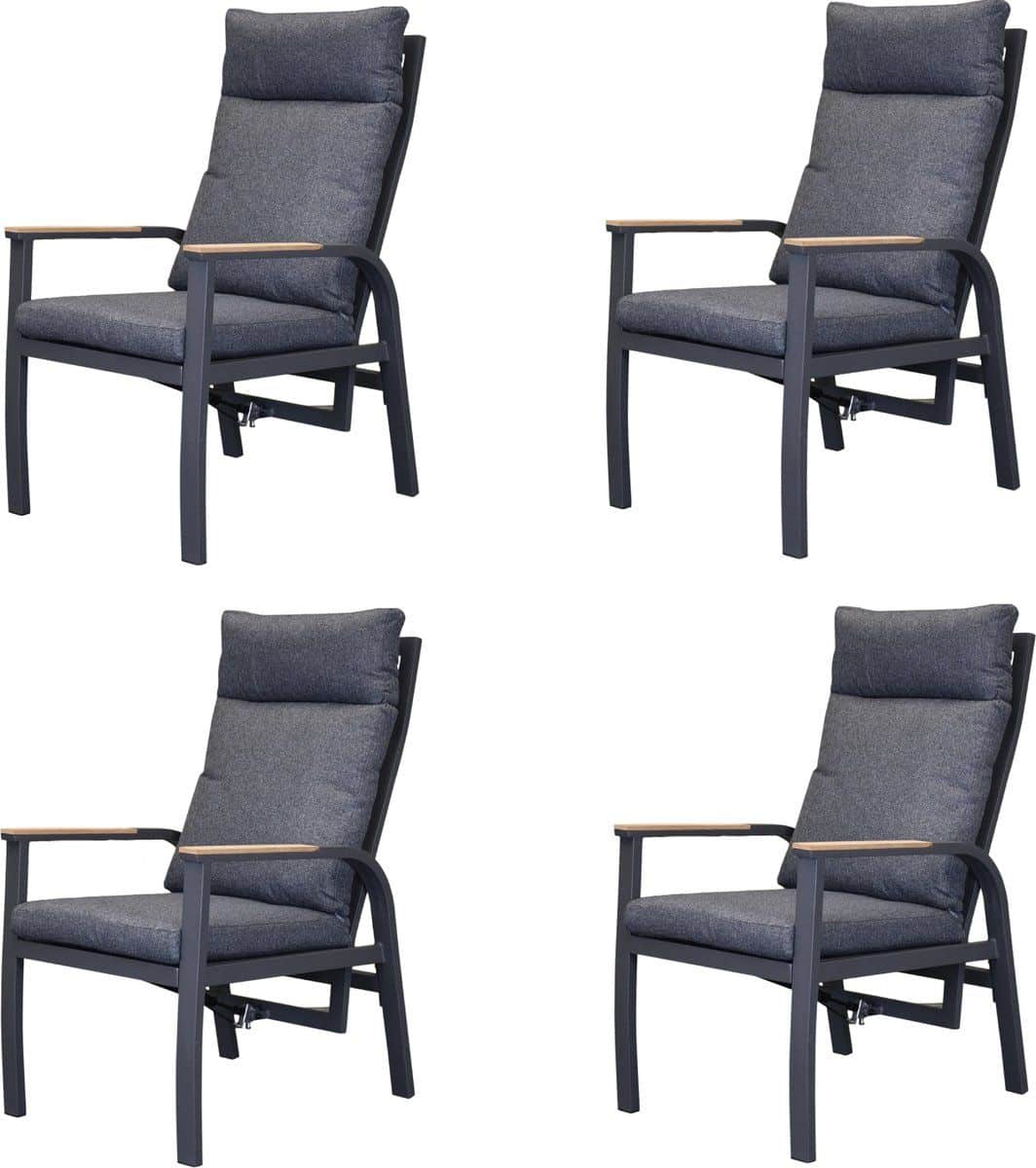 kota dining tuinstoel verstelbaar antraciet aluminium set van 4