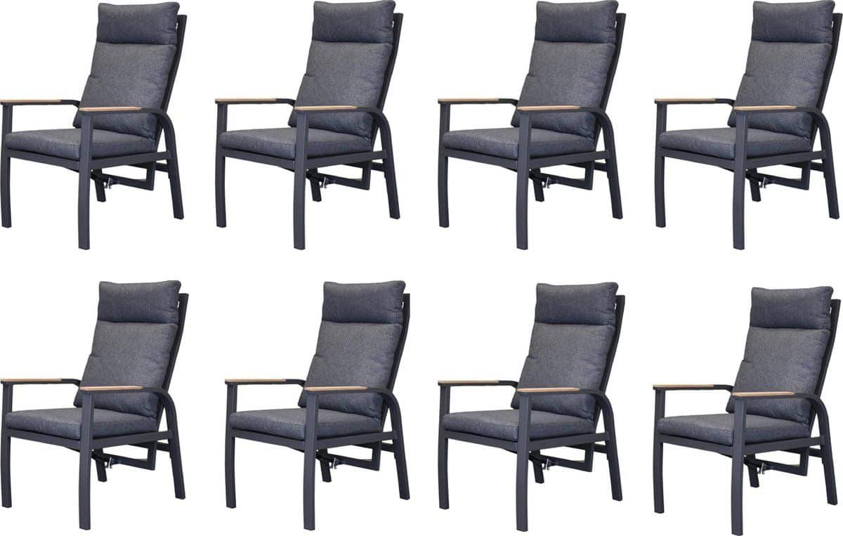 kota dining tuinstoel verstelbaar antraciet aluminium set van 8