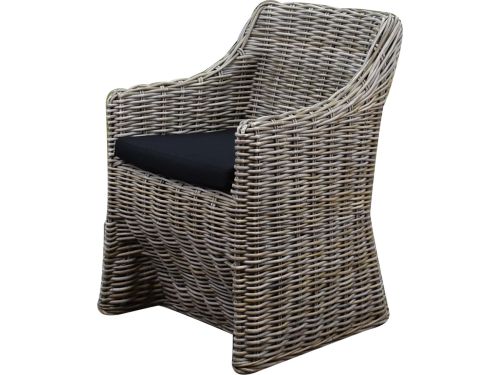 Kursi Louise dining tuinstoel naturel rotan - olefin black