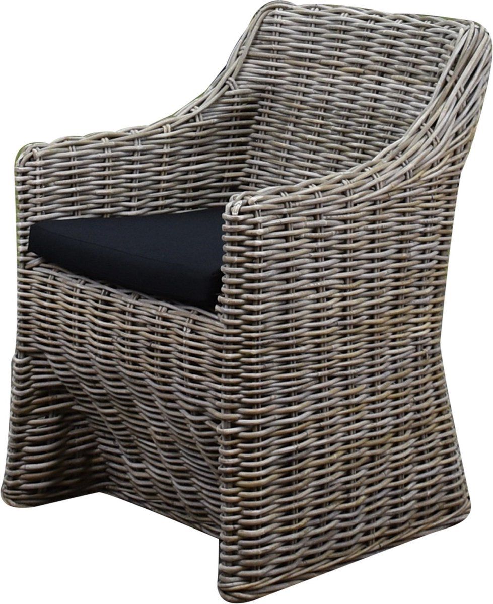 kursi louise dining tuinstoel naturel rotan olefin black