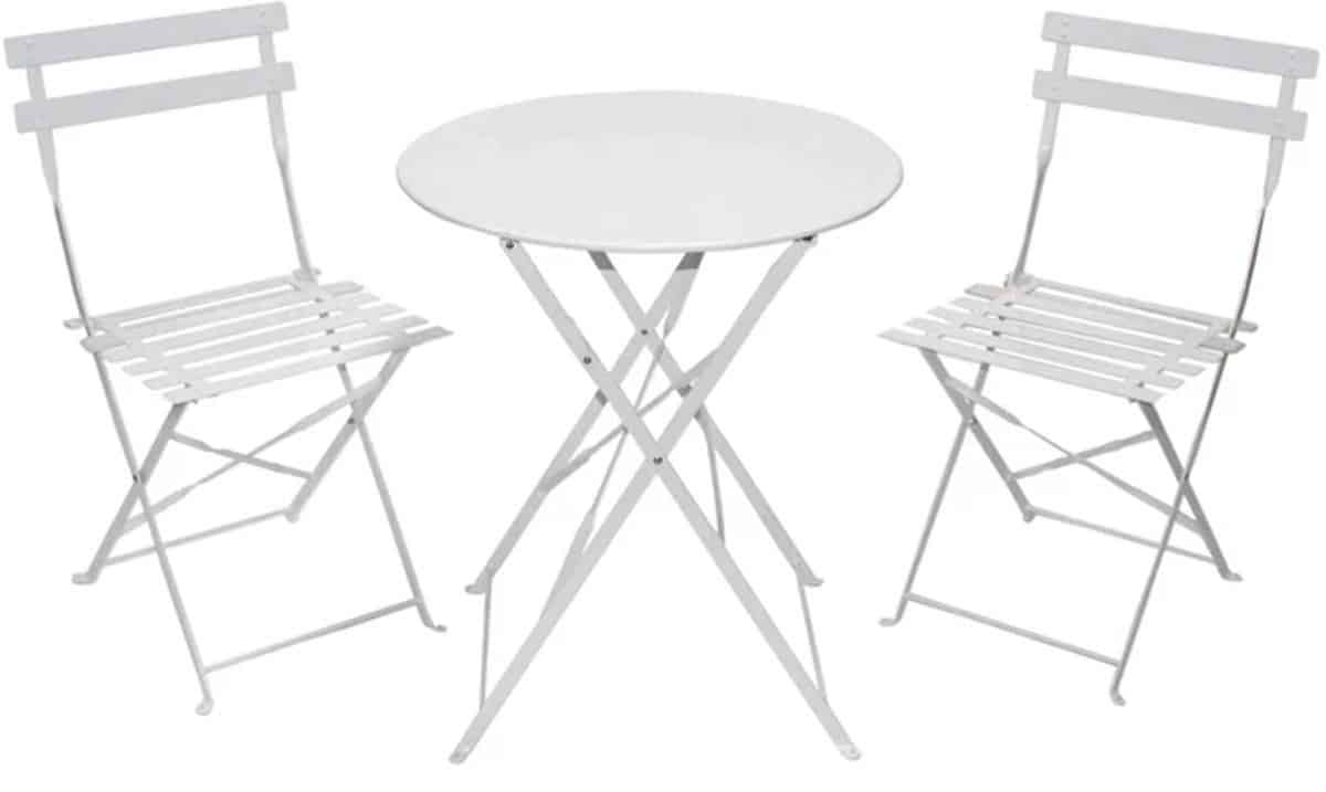 kynast bistroset 3 delige set voor balkon en terras wit inklapbare
