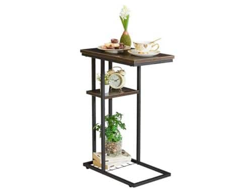 Lage C-vorm bijzettafel met 2 etages voor woonkamer
