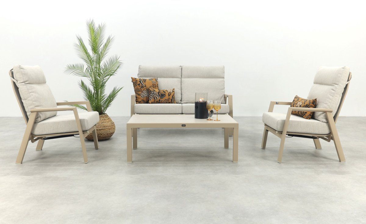 lagos/atlanta verstelbare 4 zits stoel bank aluminium loungeset latte