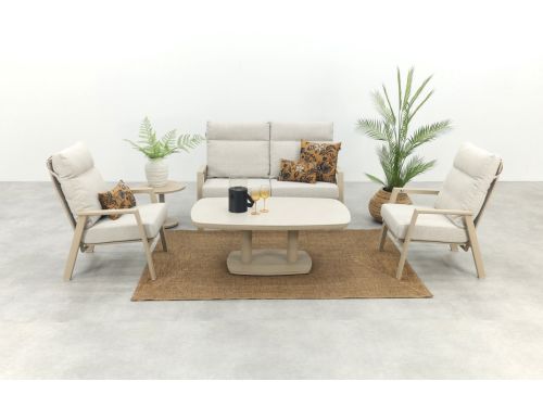 Lagos/Welton verstelbare 4-zits stoel-bank aluminium loungeset - Latte