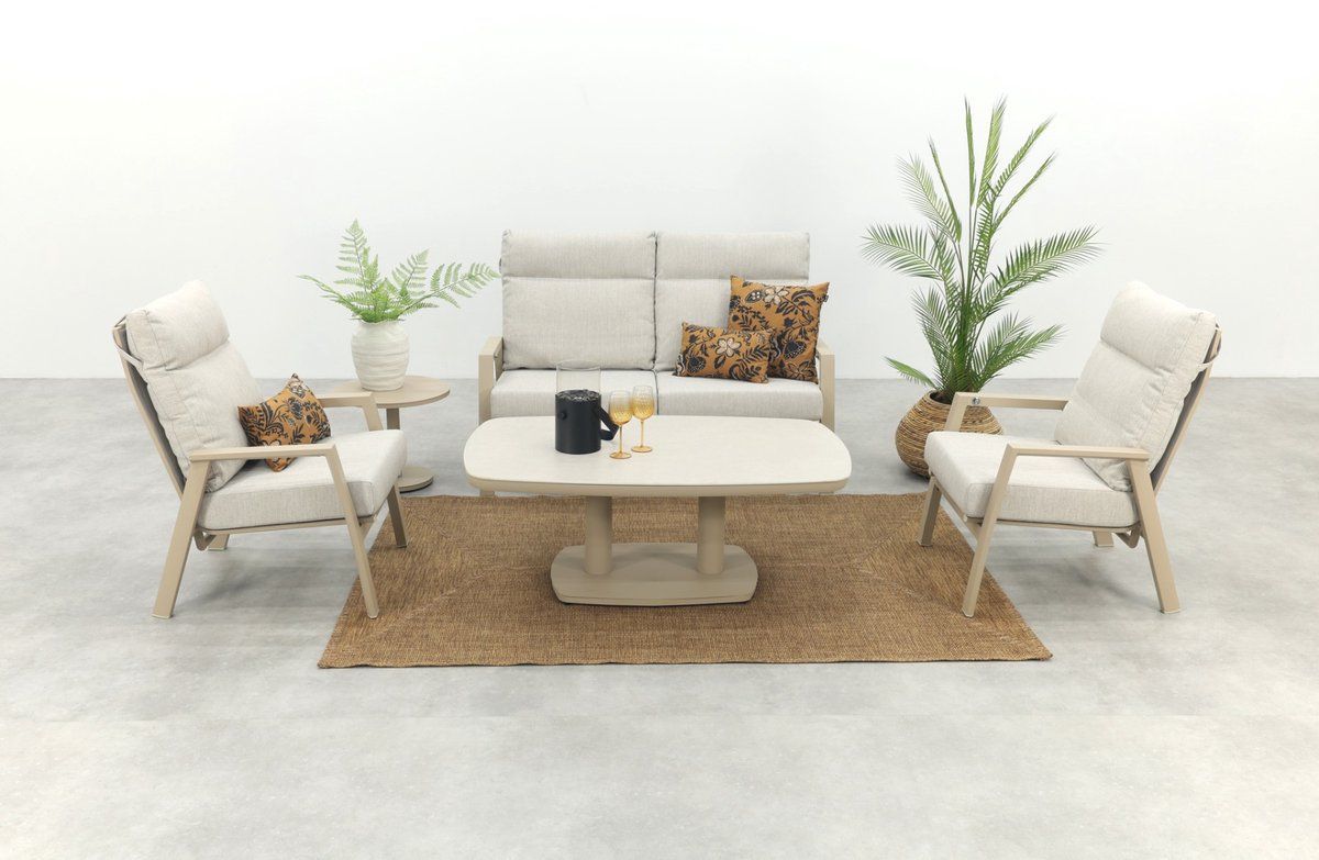 lagos/welton verstelbare 4 zits stoel bank aluminium loungeset latte