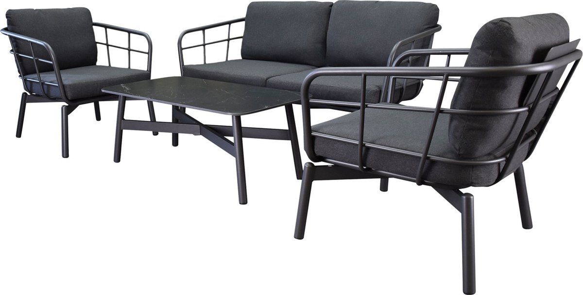 larisa stoel bank loungeset 4 delig aluminium antraciet