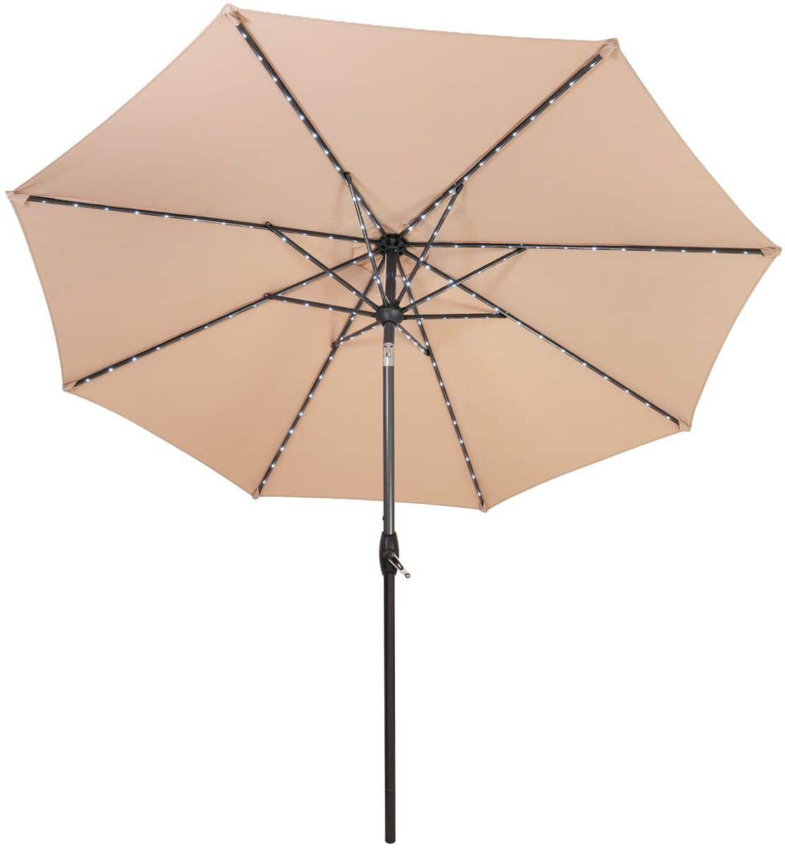 led kantelbare stokparasol 2.7 m beige verlichting