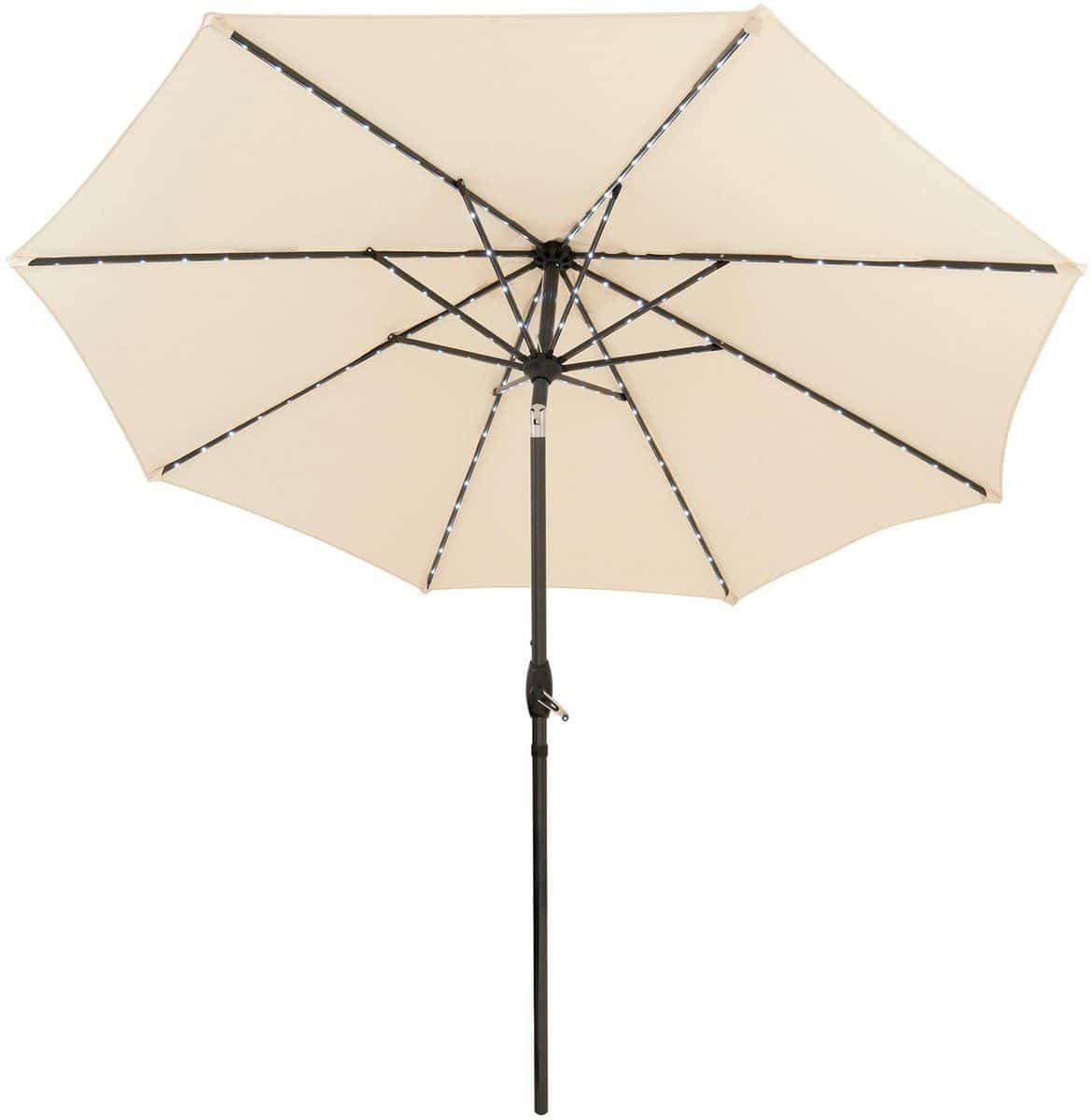 led kantelbare stokparasol 2.7 m crème verlichting