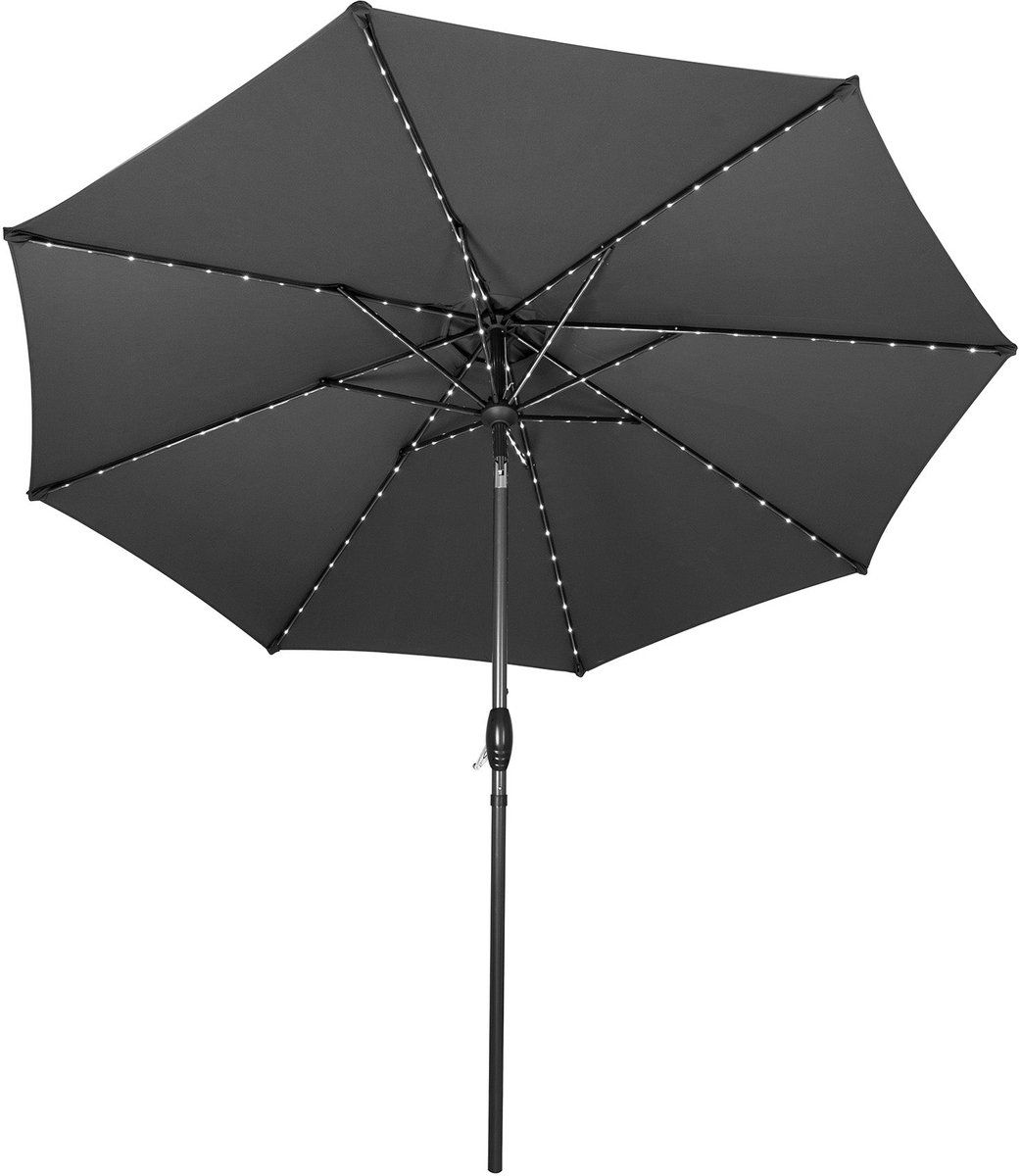 led kantelbare stokparasol 2.7 m grijs verlichting